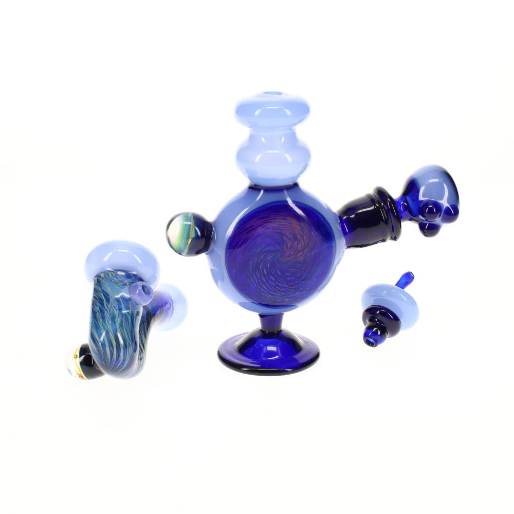 Gladstone Glass X Bryanite Worked Bubbler Set