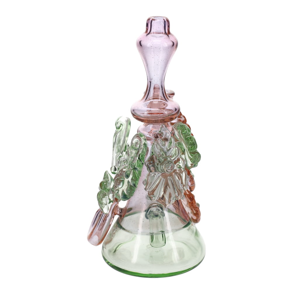 HAHA Glass UV/CFL Green & Paisley Punch Bubbler