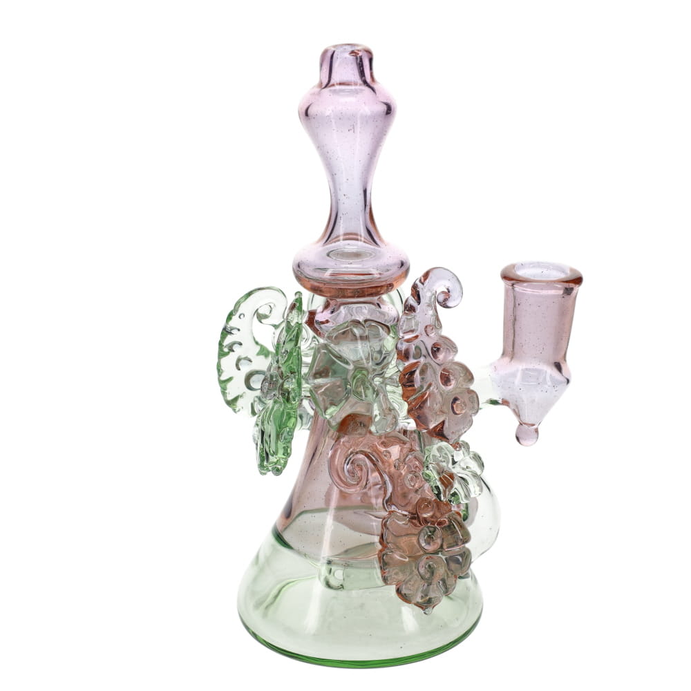 HAHA Glass UV/CFL Green & Paisley Punch Bubbler