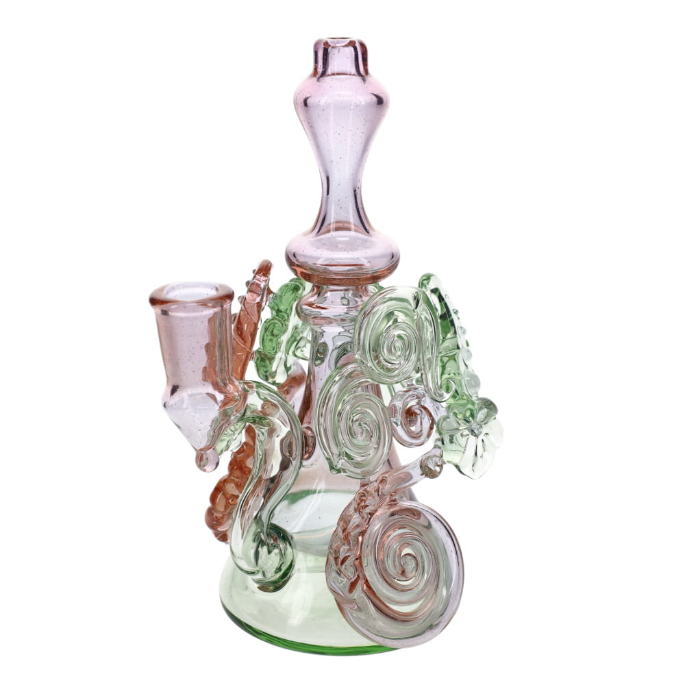 HAHA Glass UV/CFL Green & Paisley Punch Bubbler