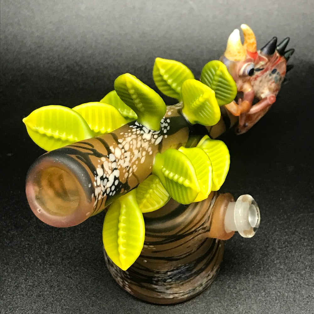 Hardman Art Glass Green Leaf Chameleon Bubbler