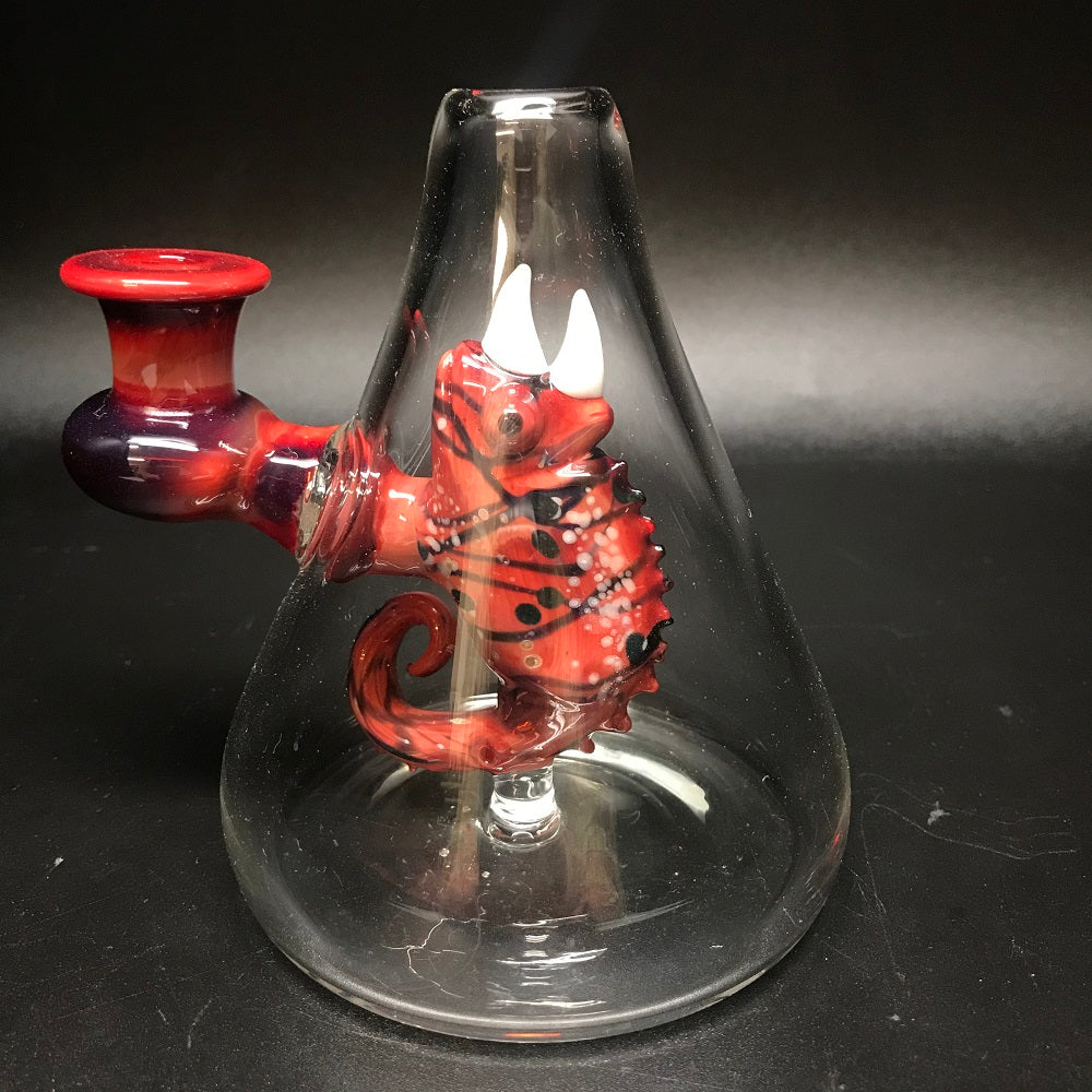 Hardman Art Glass Red Chameleon Bubbler