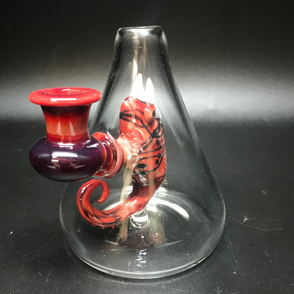 Hardman Art Glass Red Chameleon Bubbler