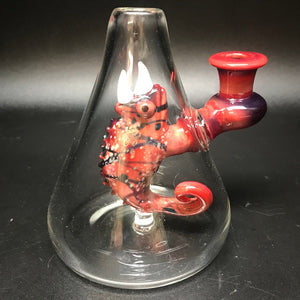 Hardman Art Glass Red Chameleon Bubbler