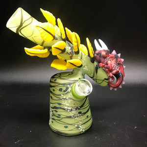 Hardman Art Glass Yellow Leaf Chameleon Bubbler