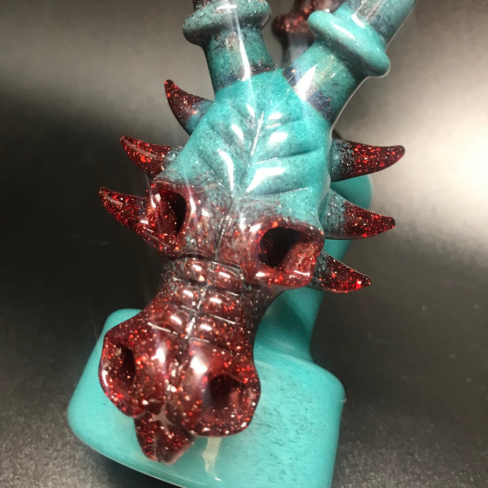 Hicdogg Glass Slain Dragon Teal Blizzard Bubbler