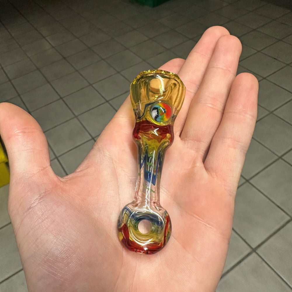 Cowboy Glass UV/CFL Pink/Yellow Faceted Chillum