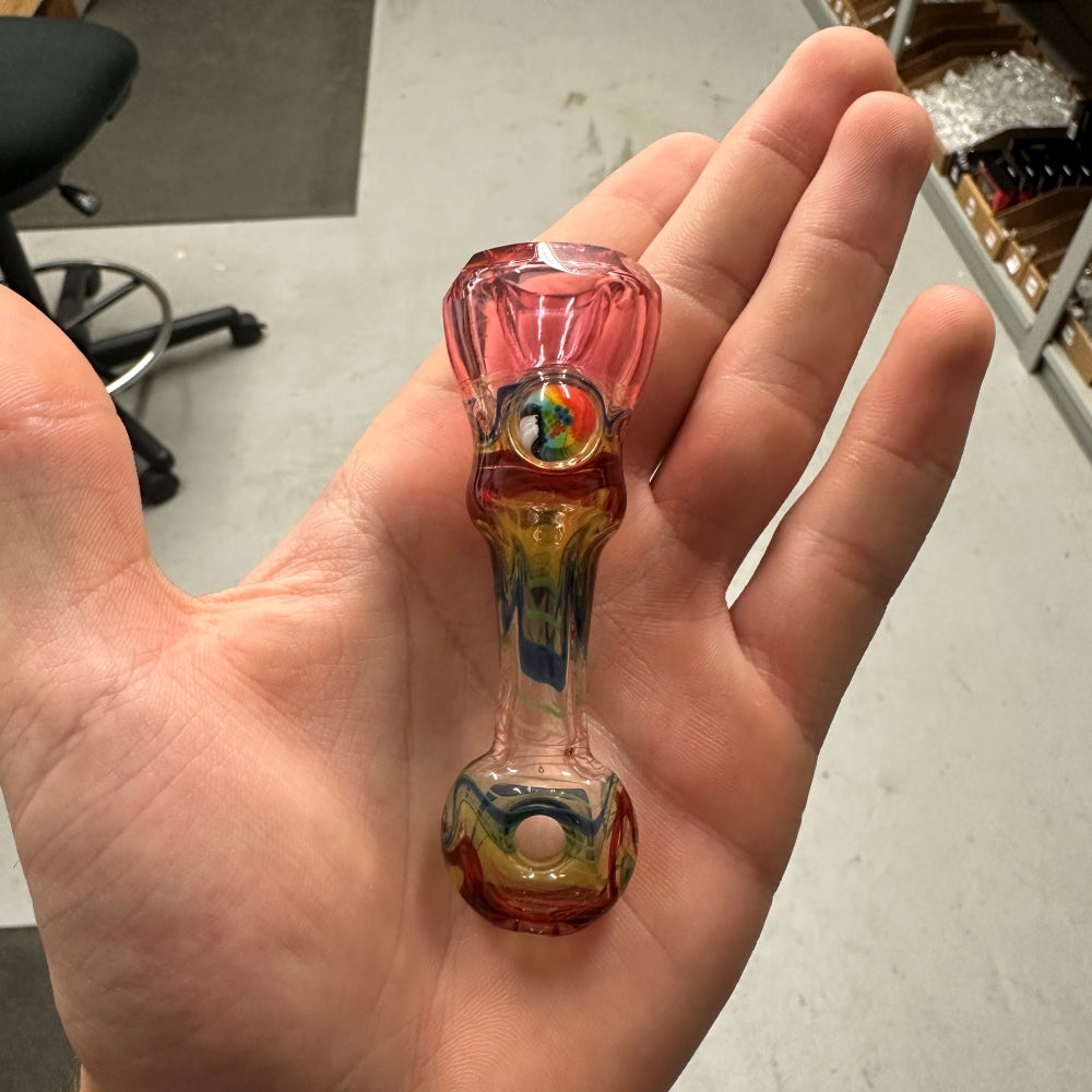 Cowboy Glass UV/CFL Pink/Yellow Faceted Chillum