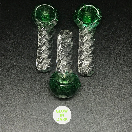 Jellyfish Glass Mini Green Glow in the Dark Pipe