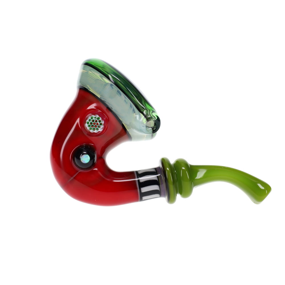 JMass Glass Red Swirl Green Mouth Sherlock