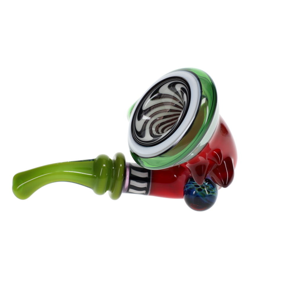 JMass Glass Red Swirl Green Mouth Sherlock