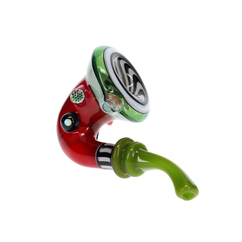 JMass Glass Red Swirl Green Mouth Sherlock