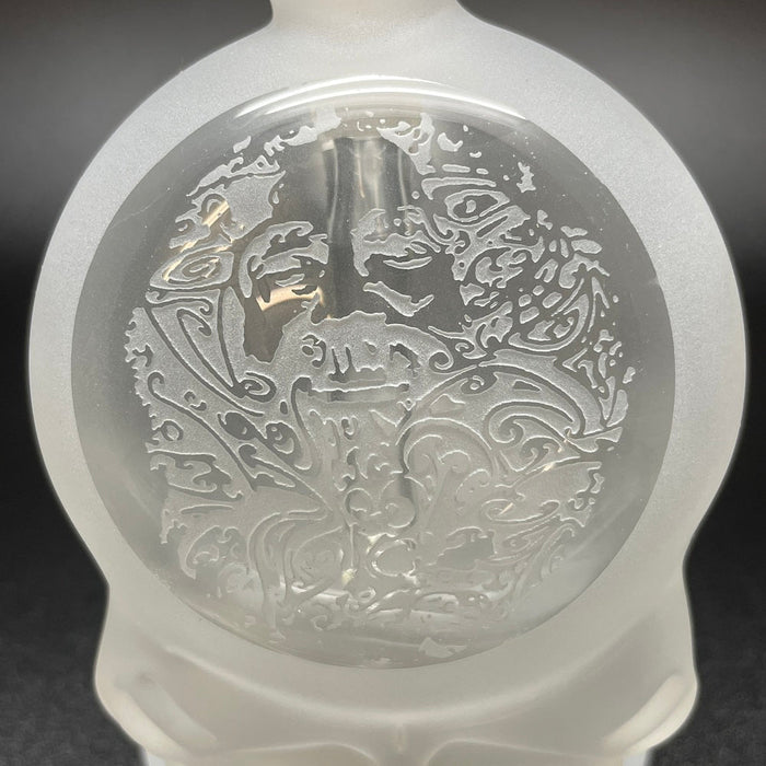 Katherman Glass Sandblasted Jerry Garcia Skull Bubbler