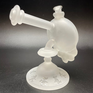 Katherman Glass Sandblasted Jerry Garcia Skull Bubbler