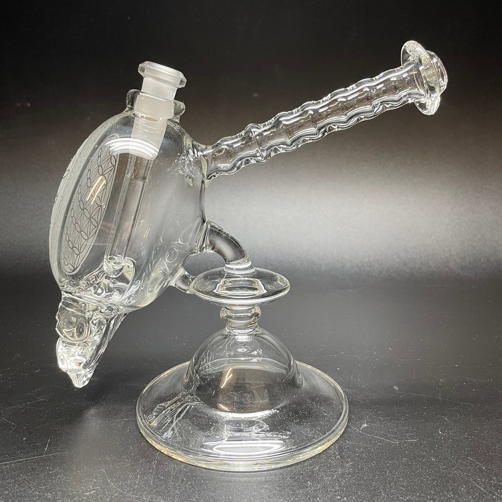 Katherman Glass Sandblasted Skull Sacred Geometry Bubbler