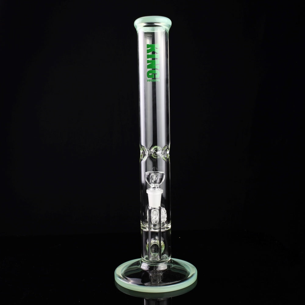 King Volcano 44mm Ice Pinch Straight Tube with Woven Perc and Color Wraps 15"