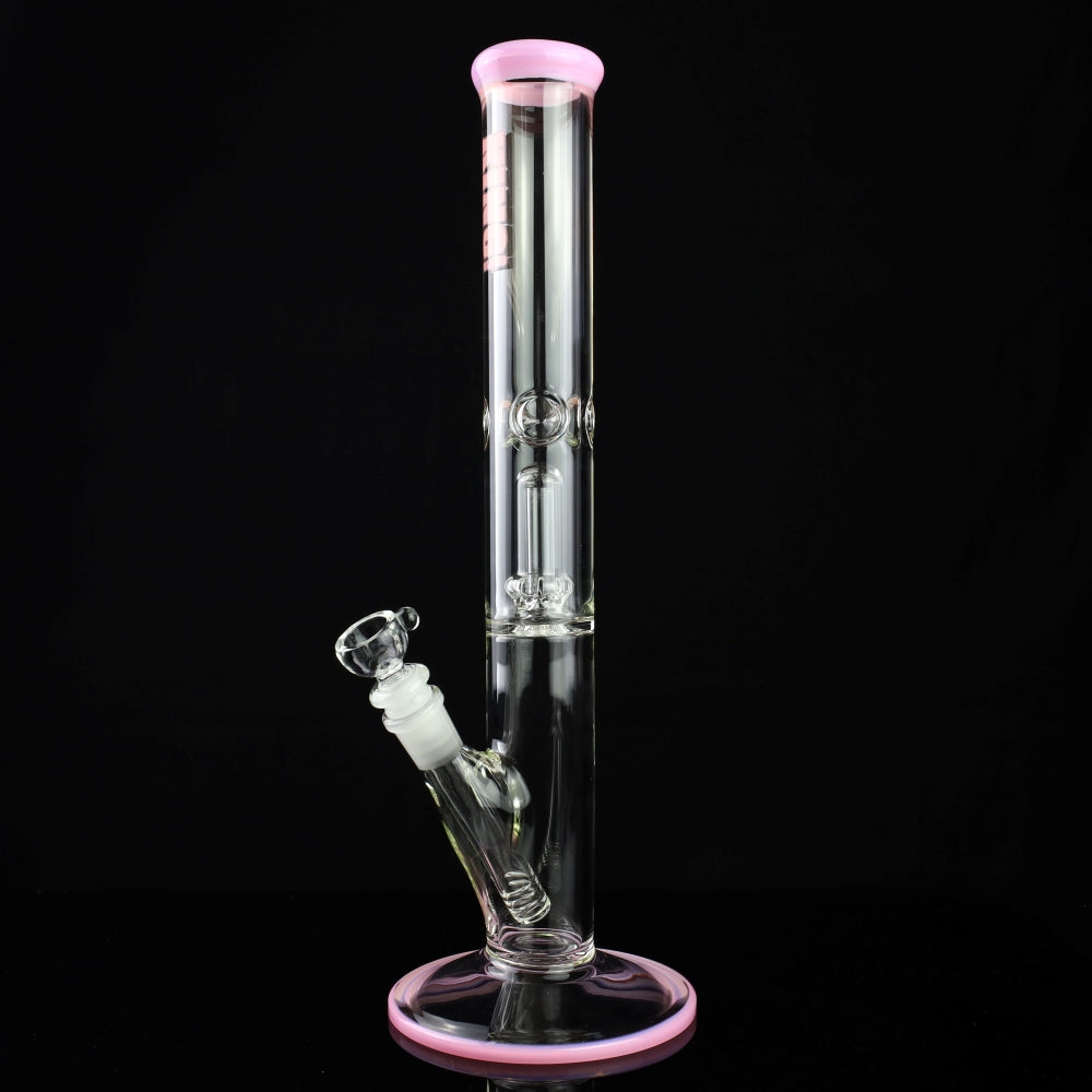 King Volcano 44mm Showerhead Perc Ice Pinch Straight Tube with Color Wraps 15"