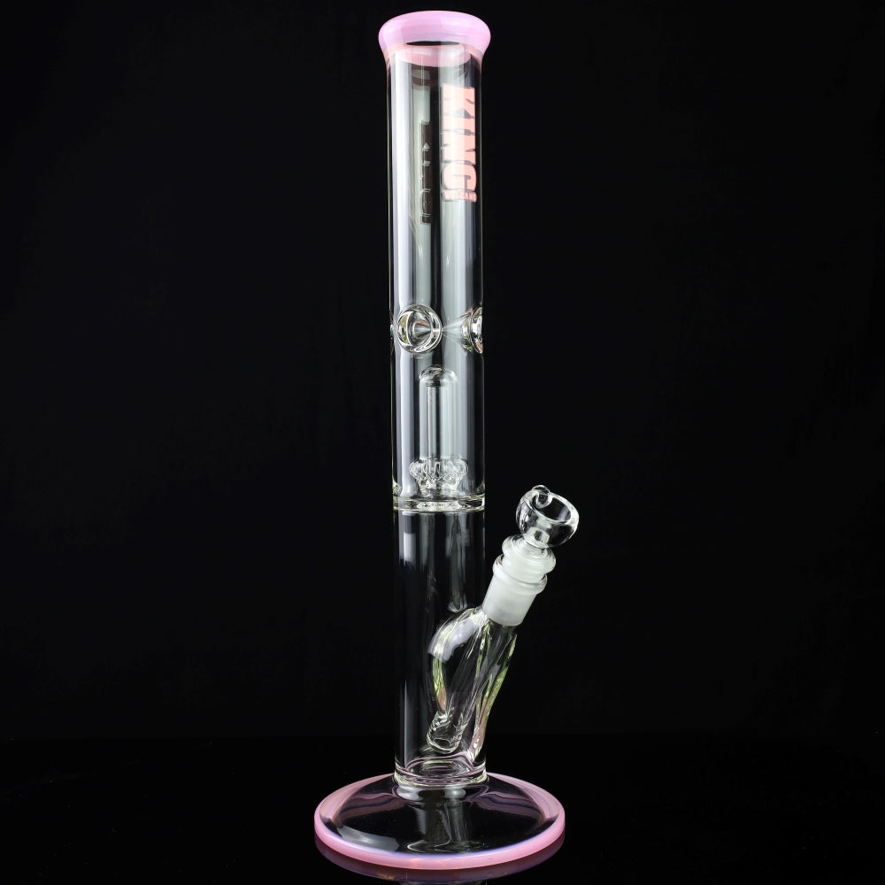 King Volcano 44mm Showerhead Perc Ice Pinch Straight Tube with Color Wraps 15"