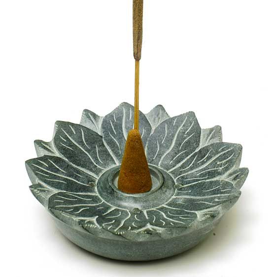 Lotus Blossom Soapstone Incense Burner