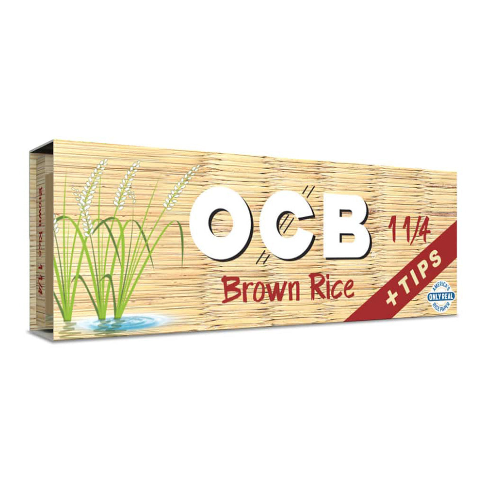 OCB Brown Rice 1.25 Rolling Papers with Tips