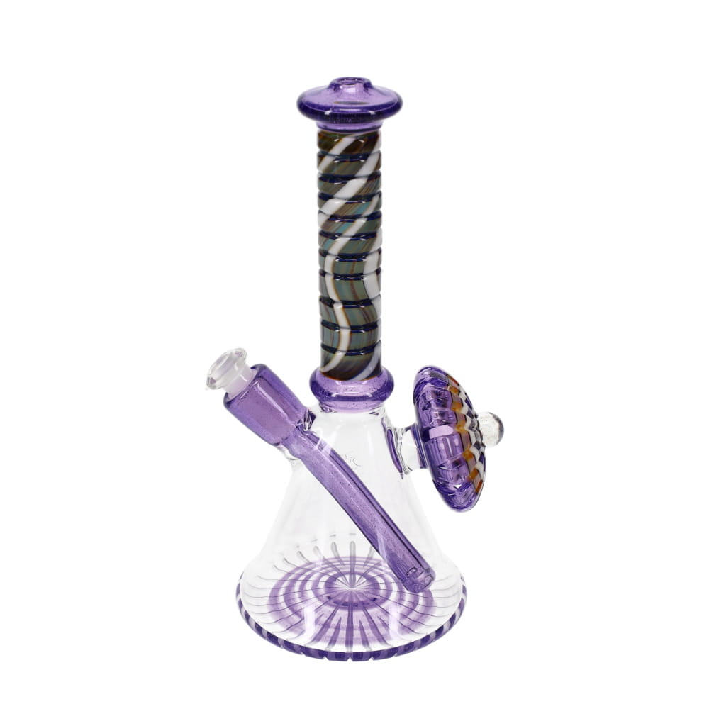 P.A. Jay Glass Purple & White Worked Beaker