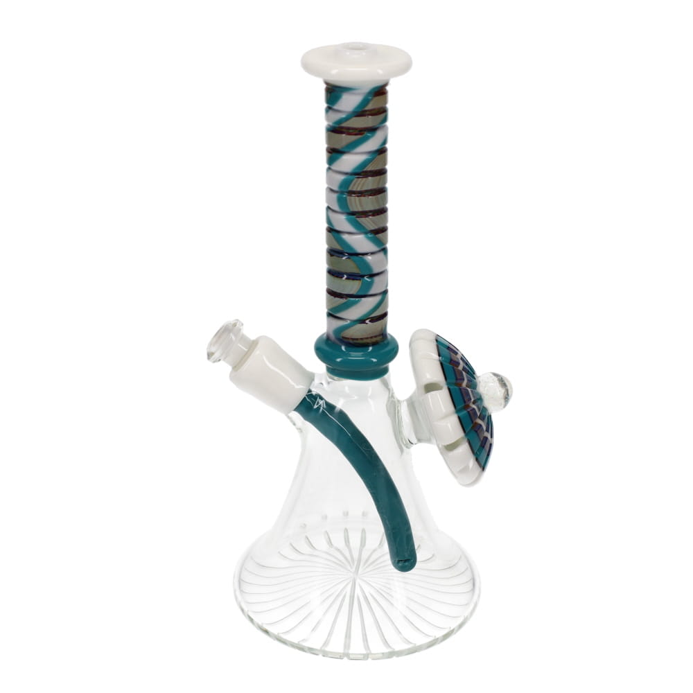 P.A. Jay Glass White & Turquoise Worked Beaker