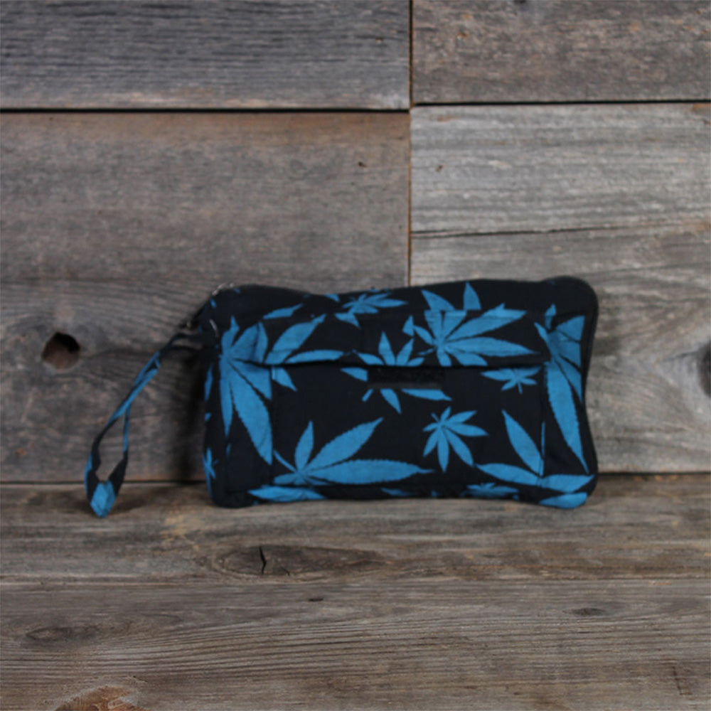 Pot Leaf Padded Stash Bag w/ Double Pockets - 8x5