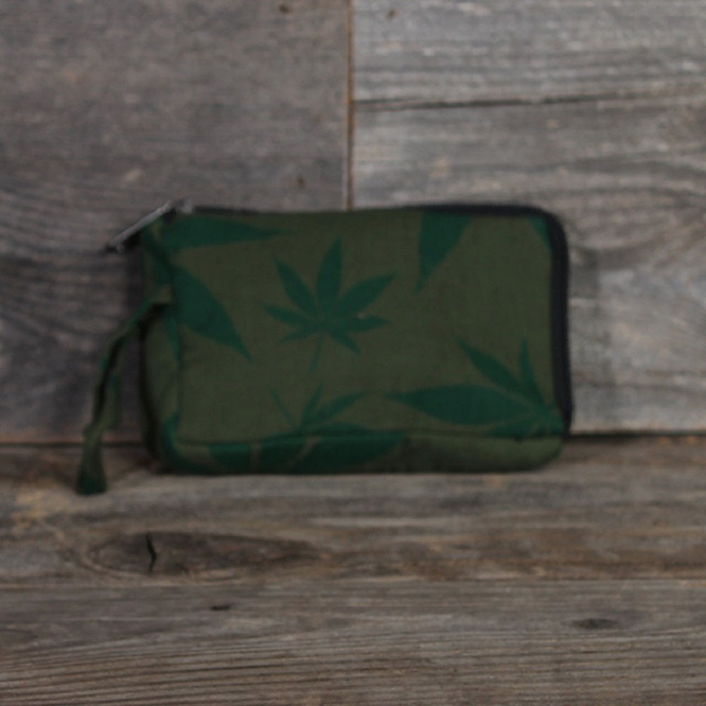 Pot Leaf Padded Stash Bag w/ Single Pocket - 5.5 x 3.5