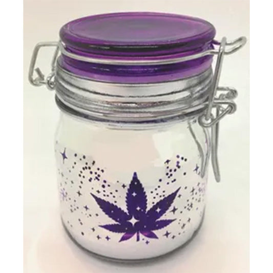 Metallic Silver and Purple Leaf Jar- 5oz