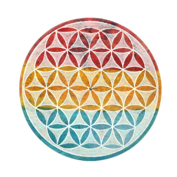 Rainbow Flower of Life Round Incense Burner SALE