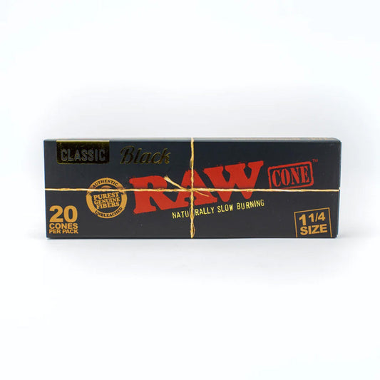 Raw Black 1.25" Cones - 20 pack