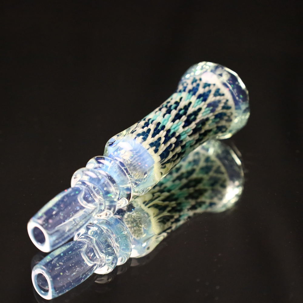 Rotational Science Glass Cold Worked & Faceted Peyote Stich Chillum #13