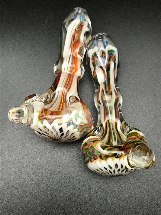 Rotational Science Glass Zig Zag White Pipe