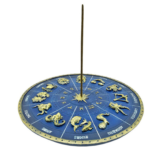 Round Starsign Zodiac Polyresin Incense Burner