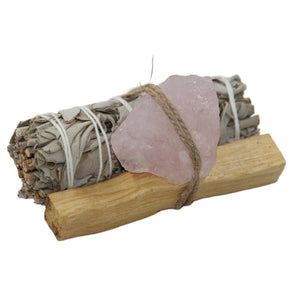 Smudge & Crystal Cleansing Bundle - Rose Quartz