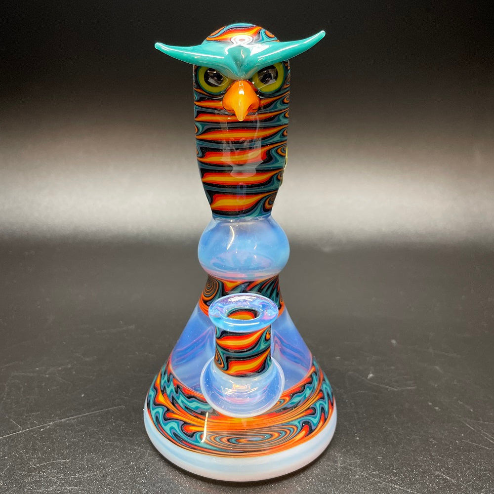 Shackman Glass Owl on a Bottle Bubbler