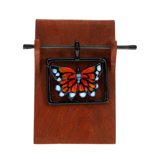 Windstar Glass Rectangle Butterfly Frame Penant